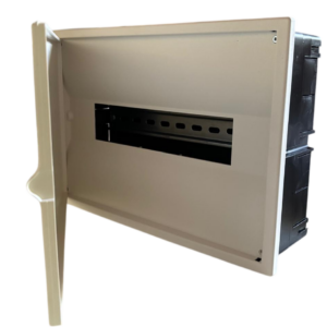 CT88TH Caja de distribución enlazable para tabique hueco hasta 15 elementos 300x200x80 marco y puerta.